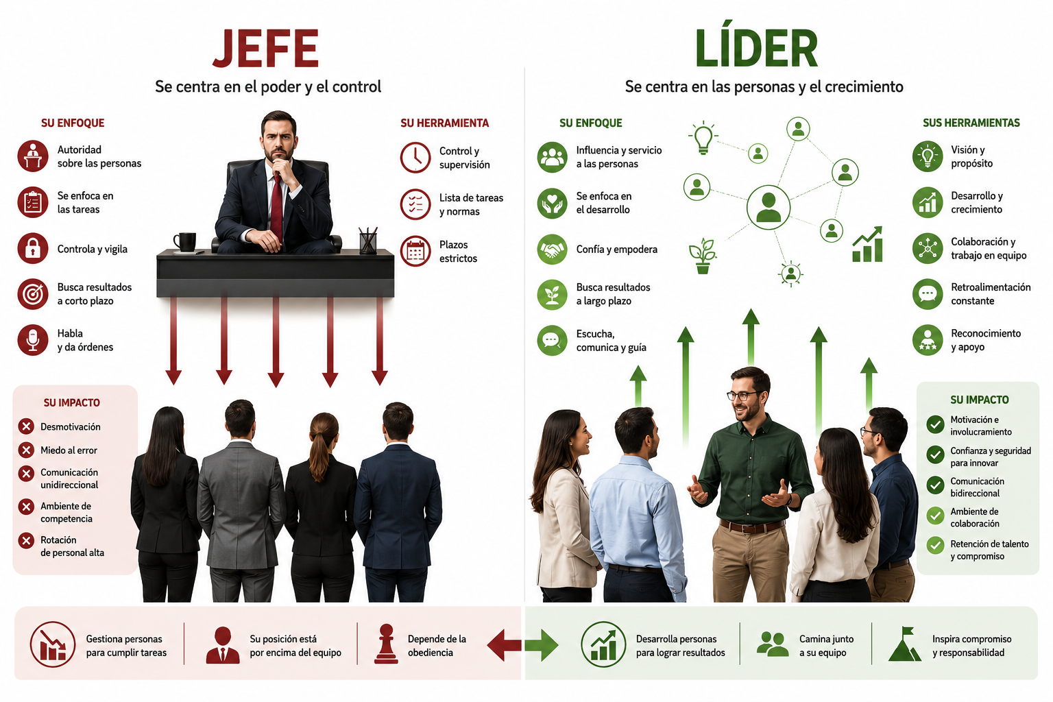 Diferencia entre jefe y líder en entornos empresariales modernos: Guía completa 2026 1 Puntos clave