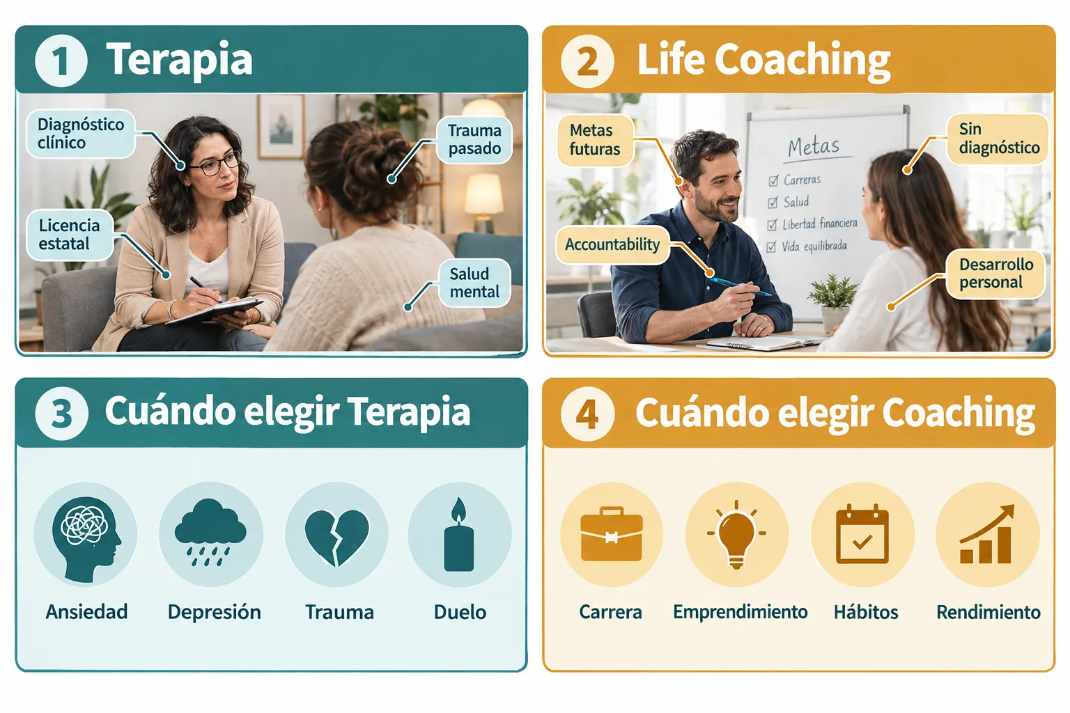 Life Coaching vs. Therapy: ¿Cuál de las Dos Necesitas Realmente? 1 Life Coaching vs. Therapy: Diferencias Clave y Cómo Decidir